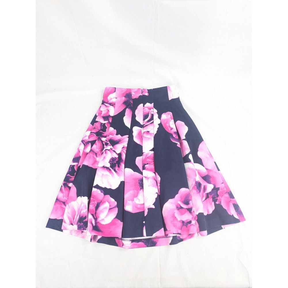 Eliza‎ J Skirt Womens 4 Pink Floral Tulle Lined Watercolor Artsy Art To Wear